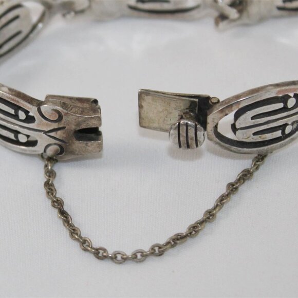 Vintage Taxco Mexico J Sotelo Sterling Silver 925 Link 6.7" Bracelet weighs 38.1 - Picture 5 of 6